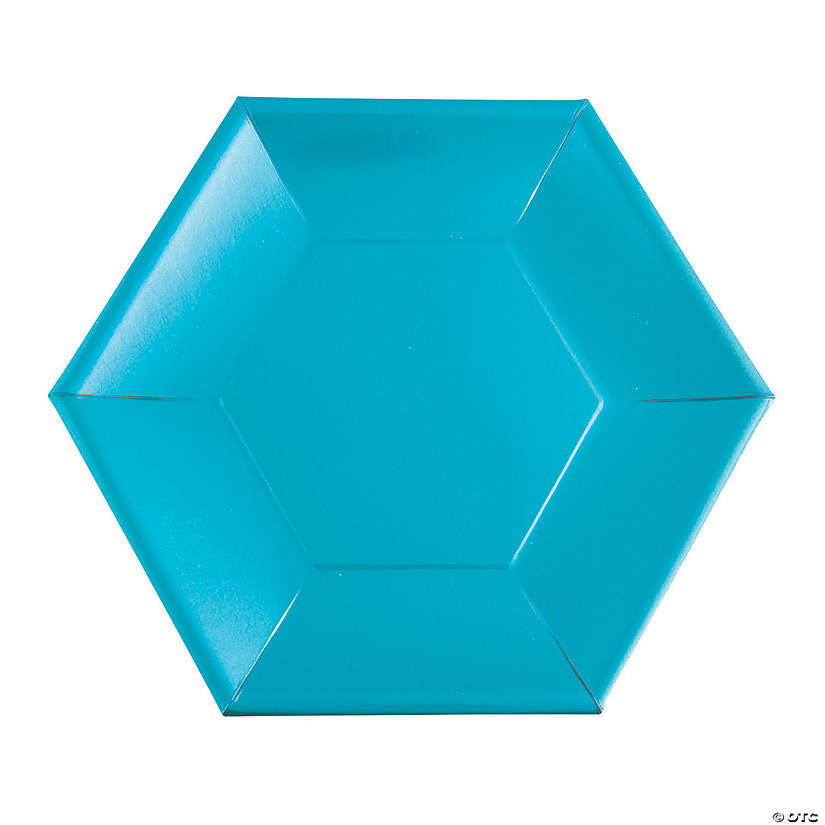 Metallic Blue Hexagon Paper Dinner Plates - 24 Ct. Image