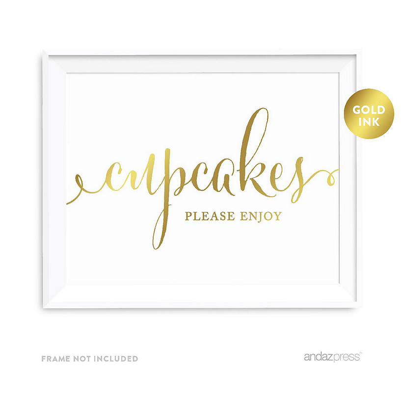 Metallic Gold Cupcakes Sign 8.5x11 Image