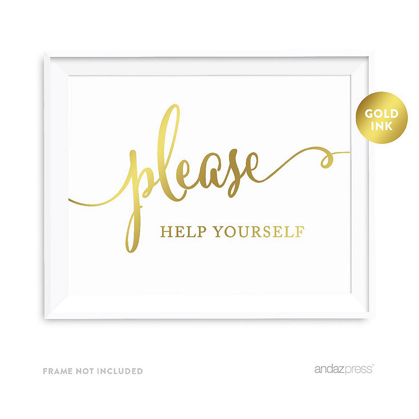 Metallic Gold Help Yourself Sign 8.5x11 Image