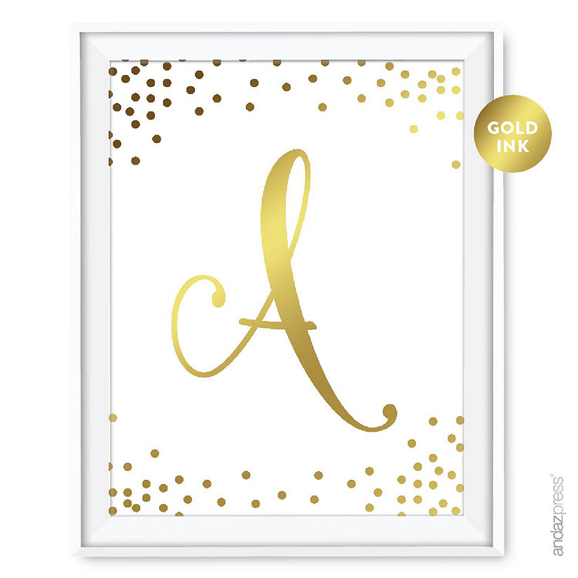 Metallic Gold Ink Monogram A sign 8.5x11 Image