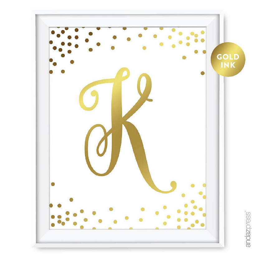 Metallic Gold Ink Monogram K sign 8.5x11 Image