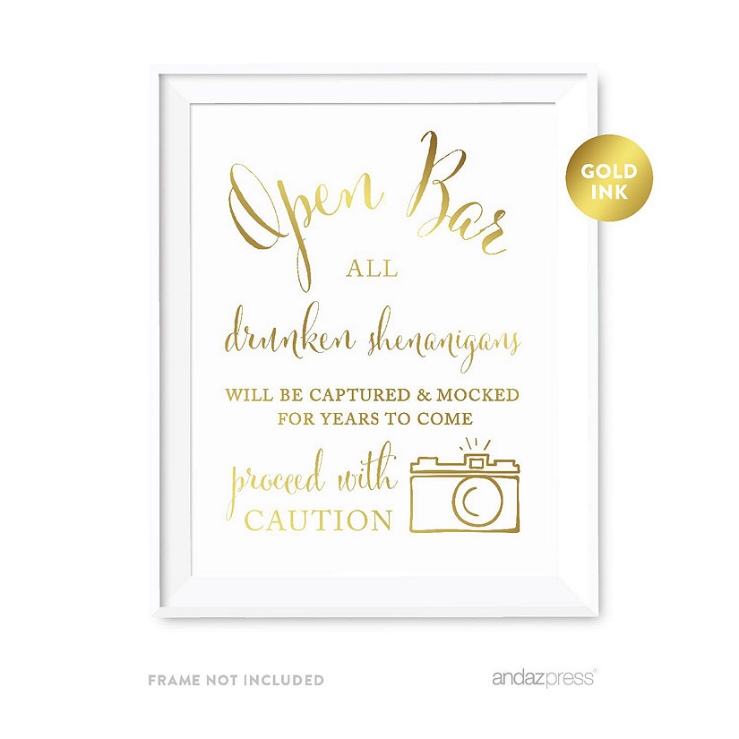Metallic Gold Open Bar Caution 8.5x11 Image