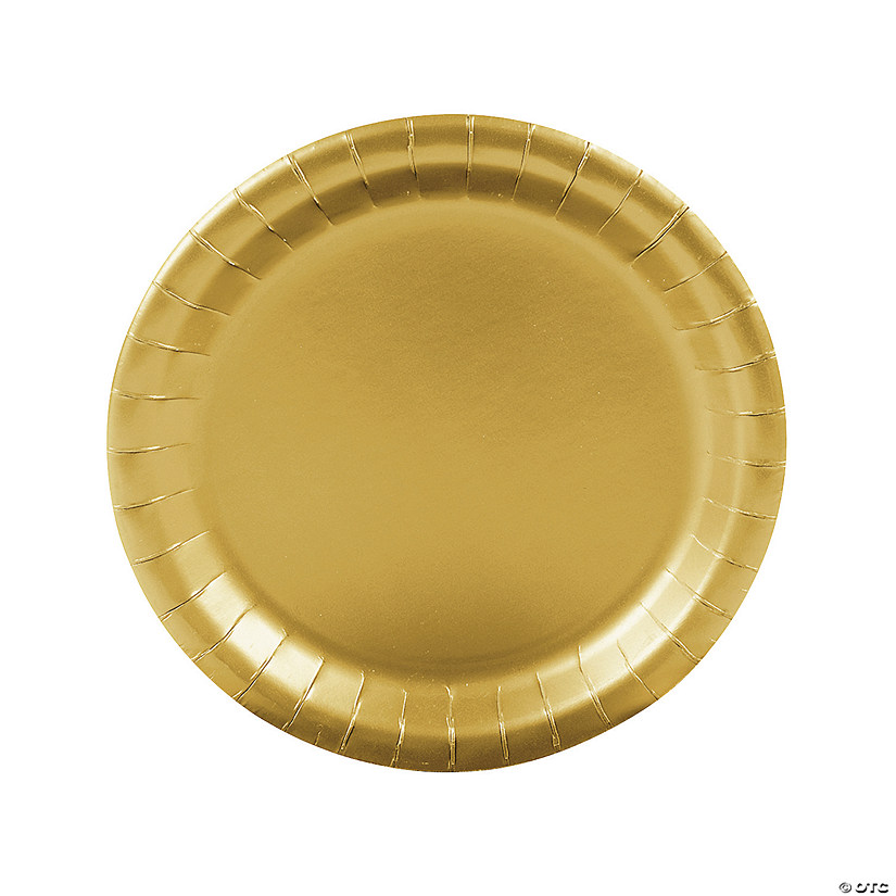 Metallic Gold Paper Dinner Plates - 24 Ct. Image