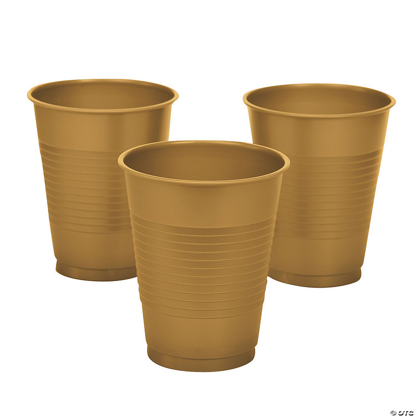 Metallic Gold Plastic Cups - 20 Ct. Image