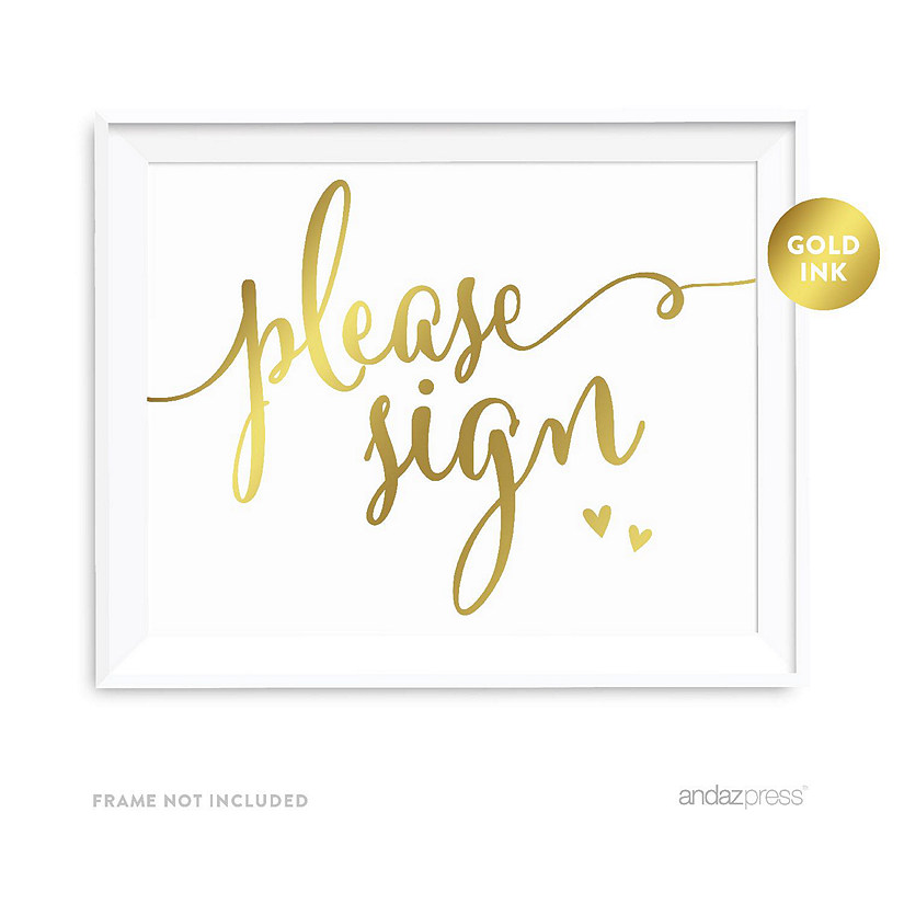 Metallic Gold Please Sign 8.5x11 Image