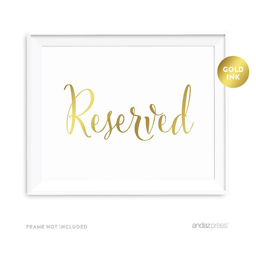 Metallic Gold Reserved Sign 8.5x11 Image