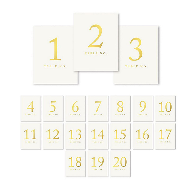Metallic Gold Table Numbers 1-20 4x6 Image
