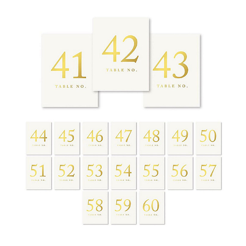 Metallic Gold Table Numbers 41-60 4x6 Image