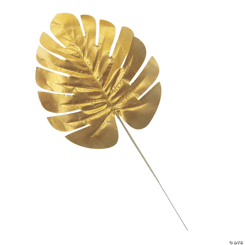 Metallic Gold Tropical Leaves - 12 Pc. Image