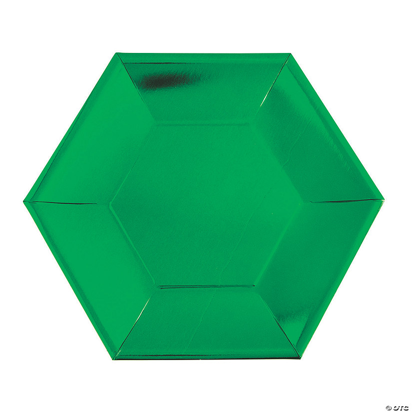 Metallic Green Hexagon Paper Dinner Plates - 24 Ct. Image