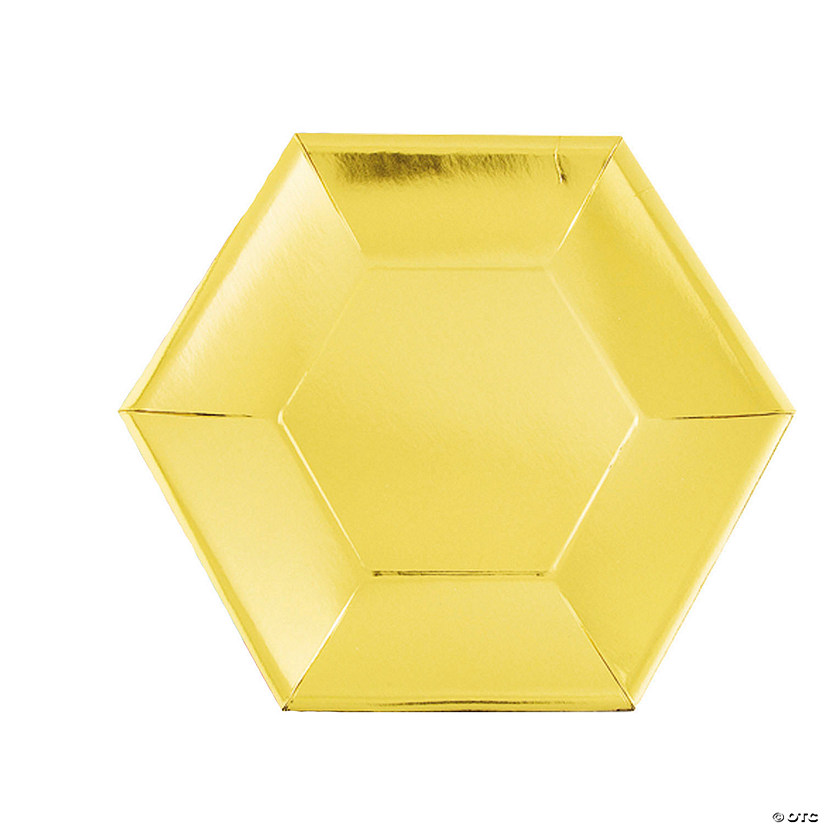 Metallic Hexagon Paper Dinner Plates - 24 Ct. Image