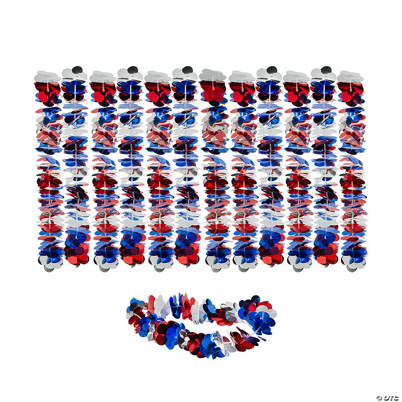 Metallic Patriotic Leis - 12 Pc. Image
