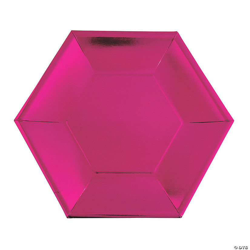 Metallic Pink Hexagon Paper Dinner Plates - 24 Ct. Image