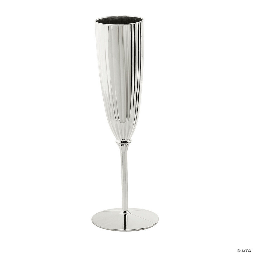 Metallic Plastic Champagne Flutes - 12 Ct. Image
