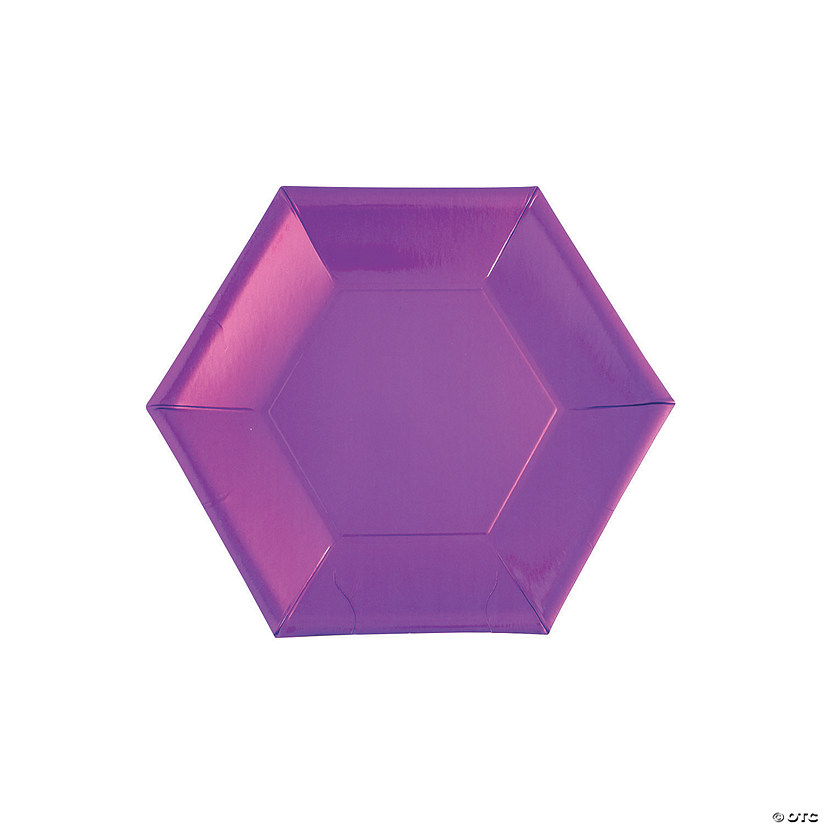 Metallic Purple Hexagon Paper Dessert Plates - 24 Ct. Image