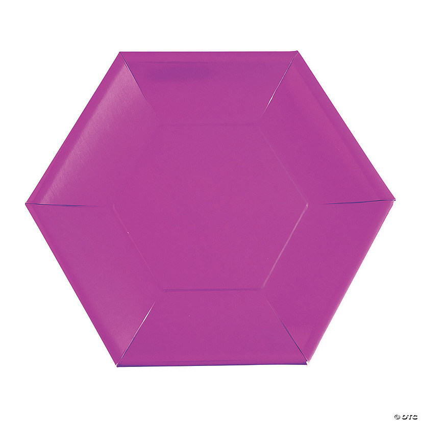 Metallic Purple Hexagon Paper Dinner Plates - 24 Ct. Image