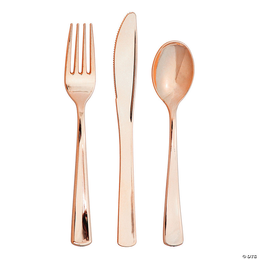 Metallic Rose Gold Assorted Cutlery 72 Count