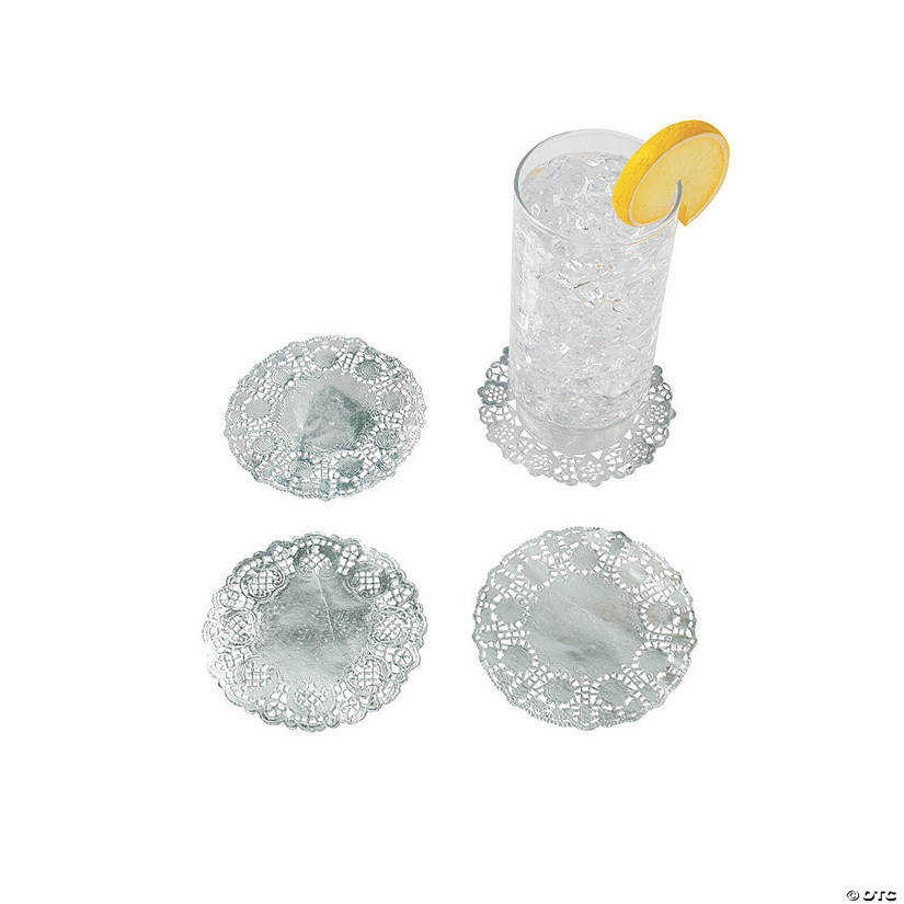 Metallic Silver Doily Paper Coasters Oriental Trading