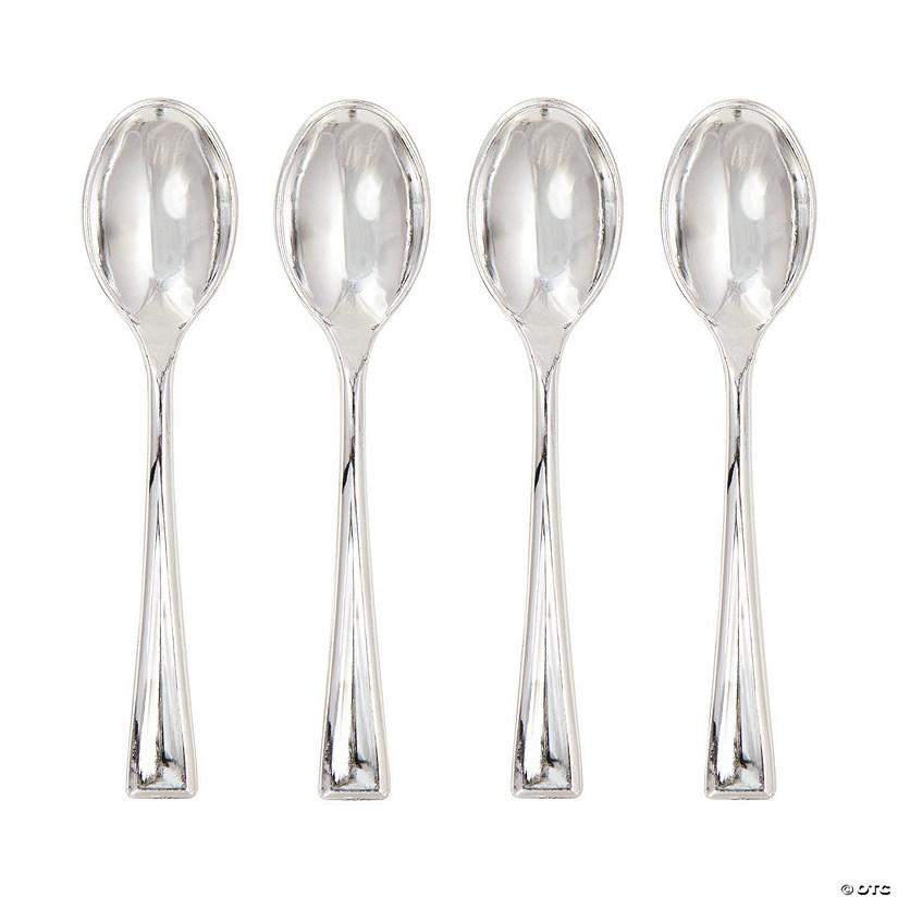 Metallic Silver Mini Spoons Boxed 96 Count Image