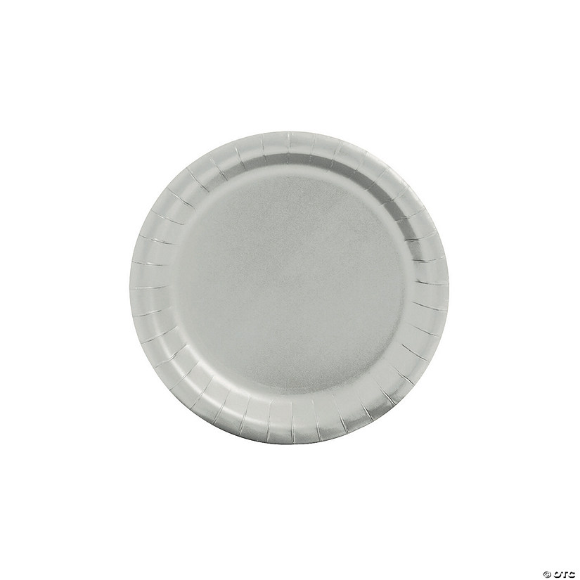 Metallic Silver Paper Dessert Plates - 24 Ct. Image