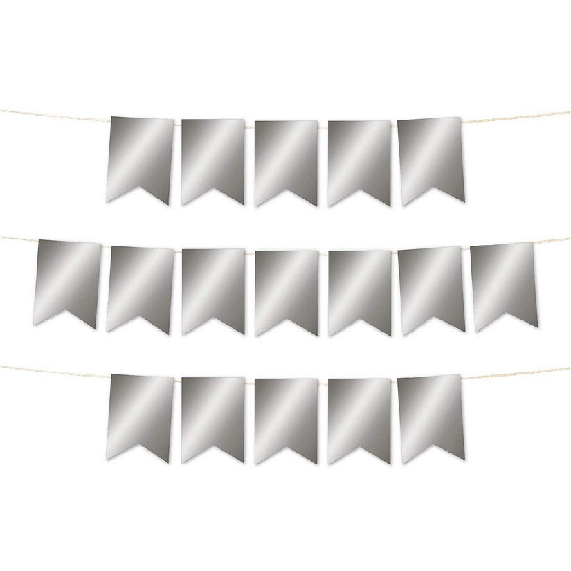 Metallic Silver Pennant Banner Image