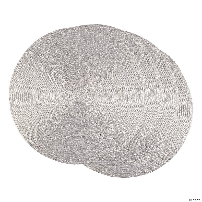 Metallic Silver Round Polypropylene Woven Placemat (Set Of 4) Image