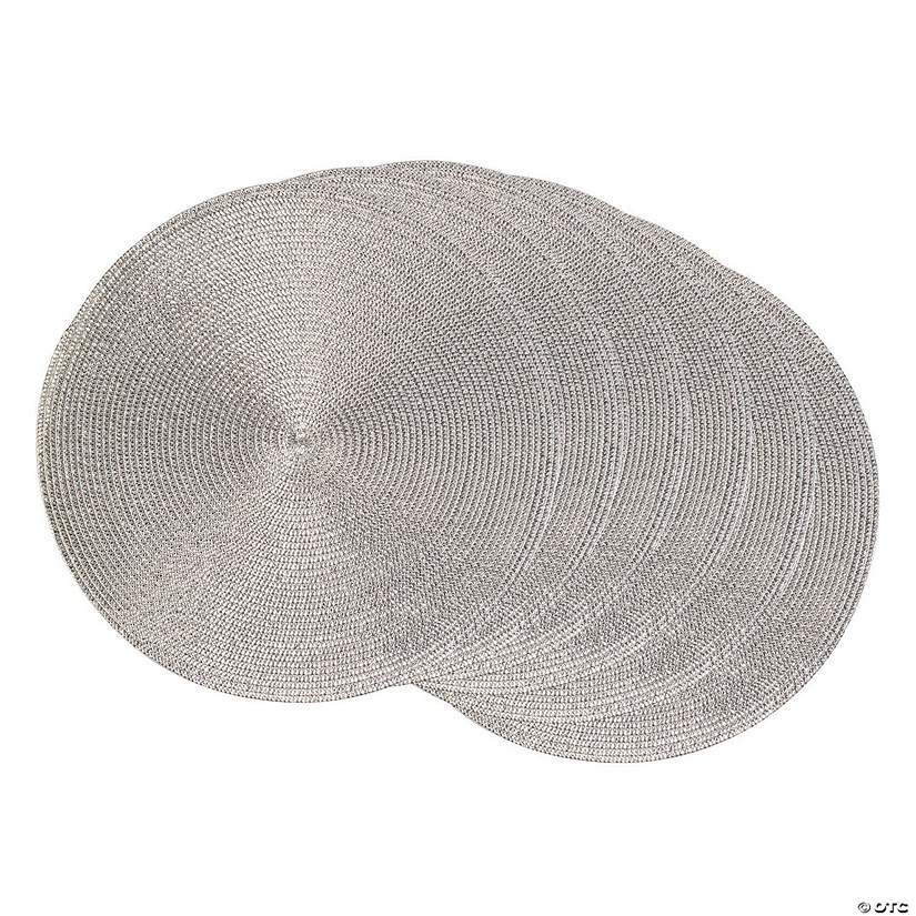 Metallic Silver Round Polypropylene Woven Placemat (Set Of 6) Oriental Trading