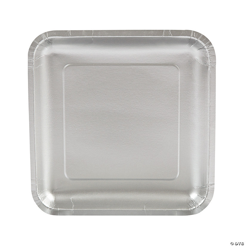 Metallic Silver Square Paper Dinner Plates