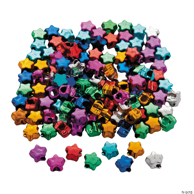 Metallic Star-Shaped Pony Beads - 1000 Pc. Image Thumbnail