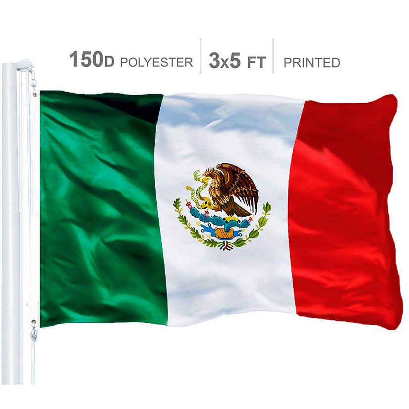 Mexico Mexican Flag 150D Printed Polyester 3x5 Ft Image