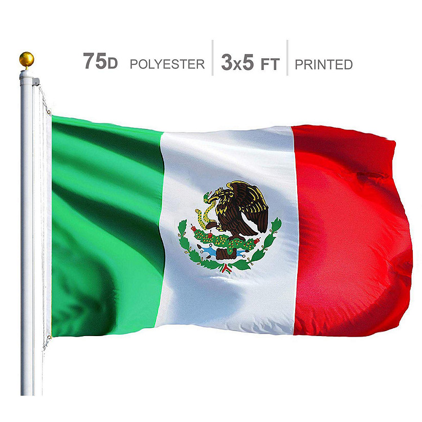Mexico Mexican Flag 75D Printed Polyester 3x5 Ft Image