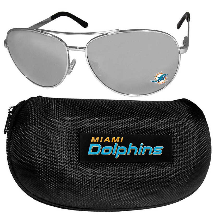 Miami Dolphins Aviator Sunglasses and Zippered Carrying Case