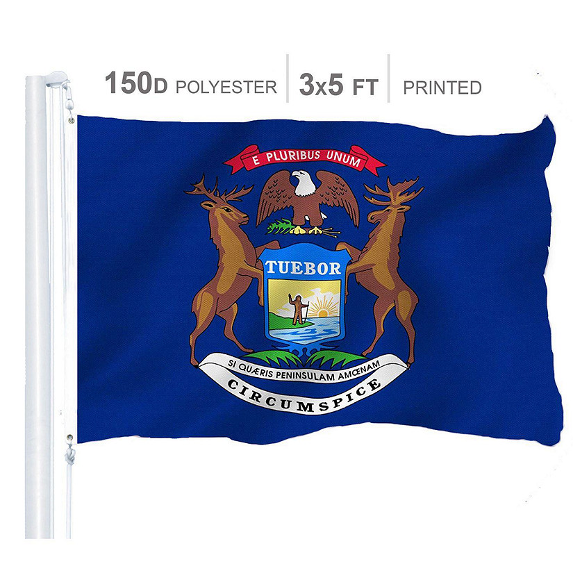 Michigan State Flag 150D Printed Polyester 3x5 Ft Image