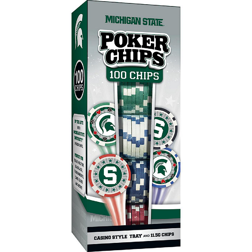 Michigan State Spartans 100 Piece Poker Chips Image