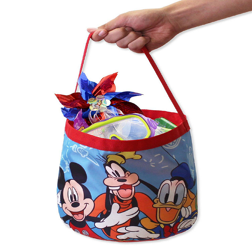 Mickey and Friends Collapsible Nylon Basket Bucket Toy Storage Tote Bag (One Size, Blue) Image