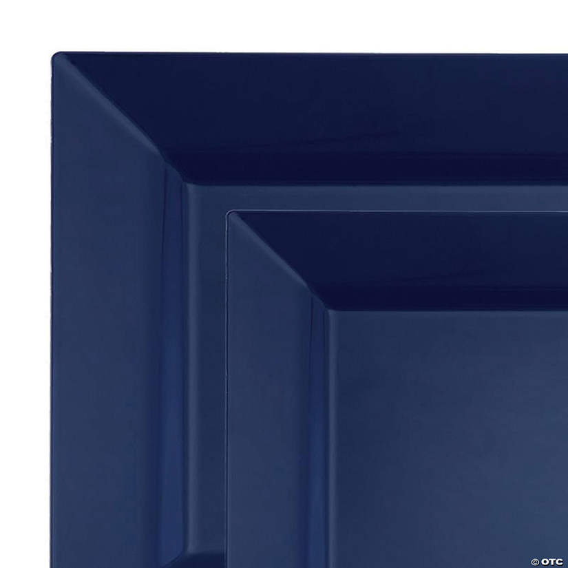 Midnight Blue Square Plastic Dinnerware Value Set (40 Dinner Plates + 40 Salad Plates) Image