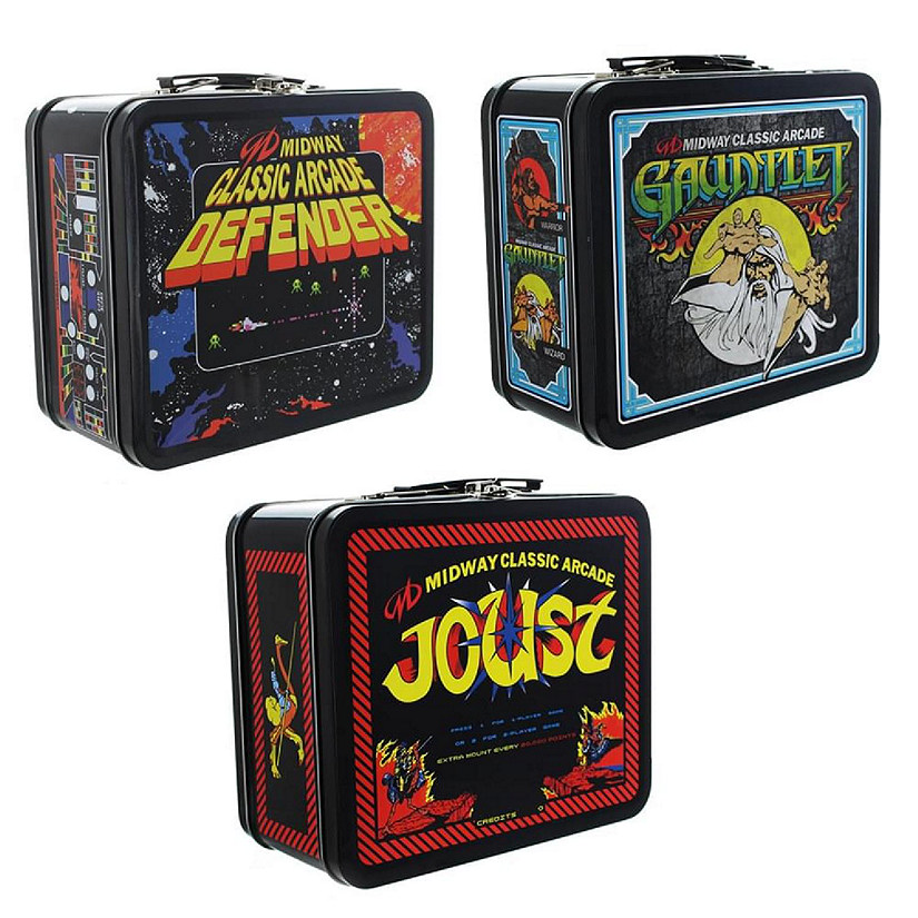 Midway Classic Arcade Tin Lunch Boxes Set of 3: Defender, Gauntlet, & Joust Image