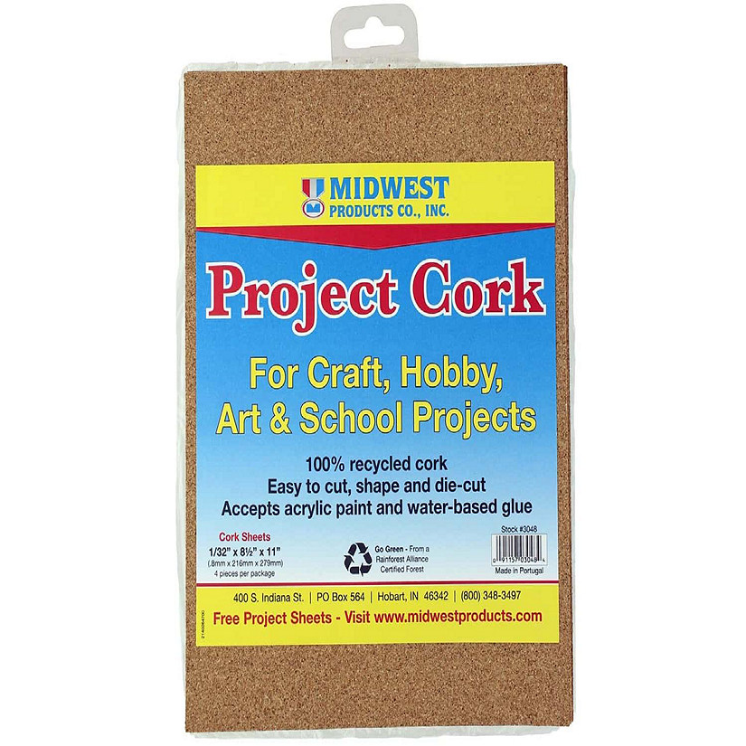 Midwest Products Co Inc 3048 Cork Sheet -- 8-1/2 x 11 x 1/32 21.6 x 2