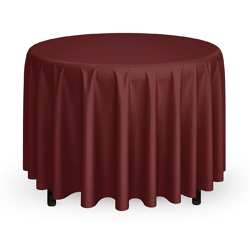Mill & Thread 120" Round Wedding Banquet Polyester Fabric Tablecloth - Burgundy Image