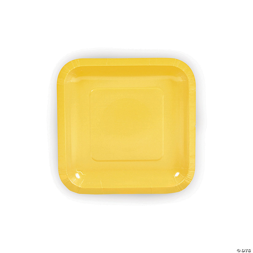Mimosa Yellow Square Paper Dessert Plates - 24 Ct. Image