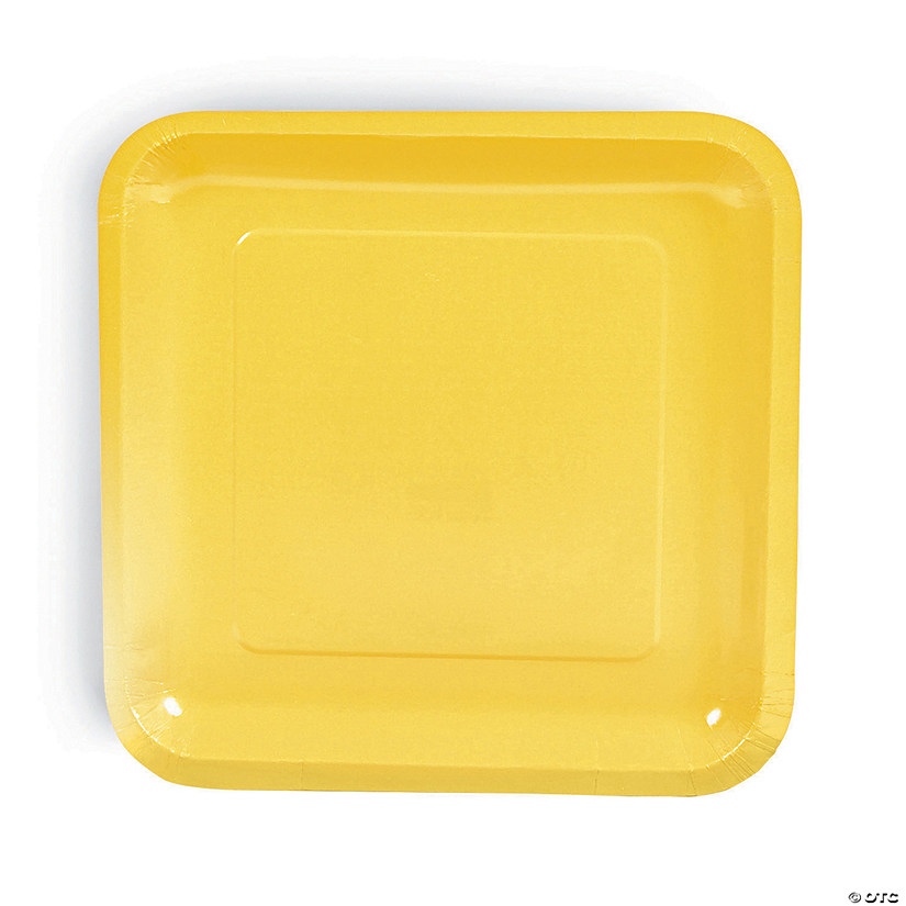 Mimosa Yellow Square Paper Dinner Plates - 24 Ct. Image