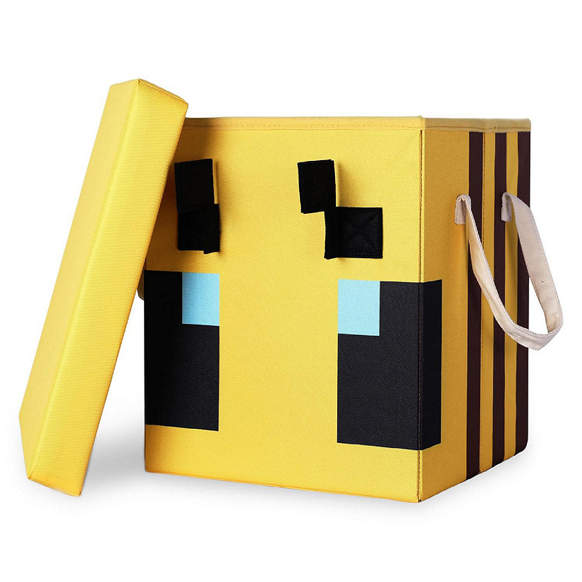 Minecraft Bee Fabric Storage Bin Cube Organizer with Lid  15 Inches Image