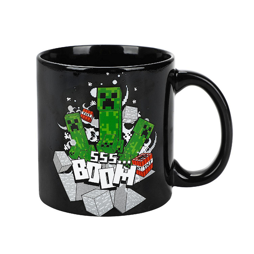 Minecraft Creeper Boom 16 Oz Black Ceramic Mug Image