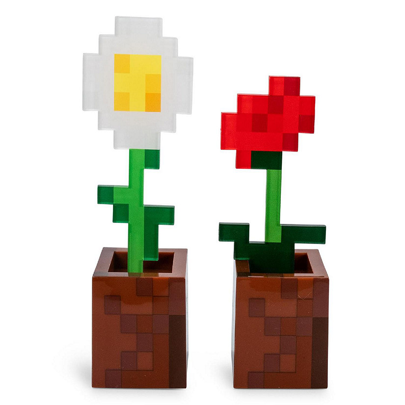 Minecraft Daisy and Poppy Flower Pot Mood Lights  Set of 2 Image