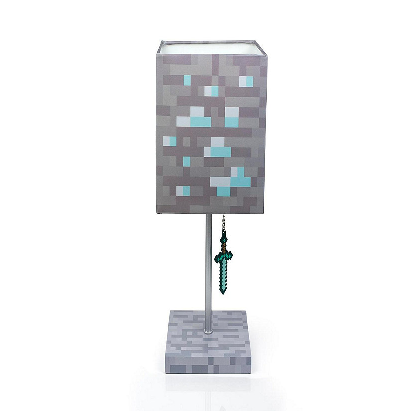 Minecraft Diamond Ore LED Lamp w/ 3D Diamond Sword Pull  14-Inch Desk Lamp Image