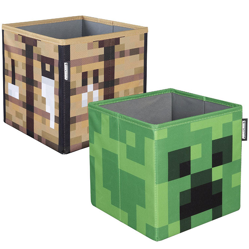 Minecraft Fabric Storage Boxes - 2Pc Creeper &amp; Crafting Table, 10&amp;#8221; Collapsible Image