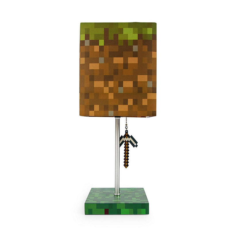 Minecraft Grass Block Desk Lamp With Pickaxe 3D Puller  14 Inches Tall Image