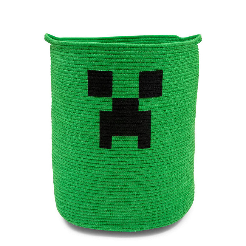Minecraft Green Creeper Woven Cotton Rope Hamper Storage Basket Image