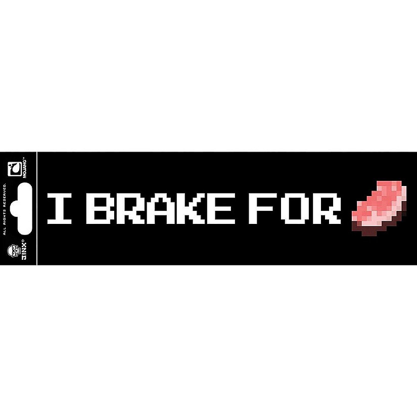 Minecraft "I Brake for Porkchop" 10"x3" Bumper Sticker, Black Image