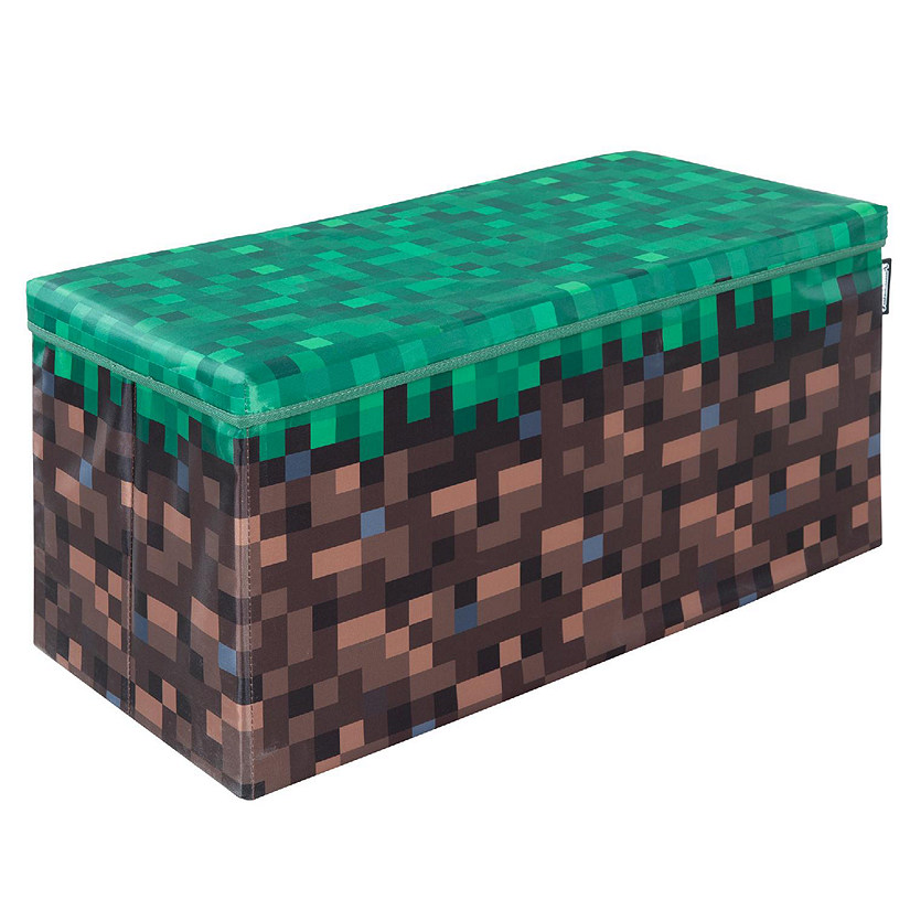 Minecraft Large Bench Storage Box - Pixel Grass Block Collapsible Toy Storage Image